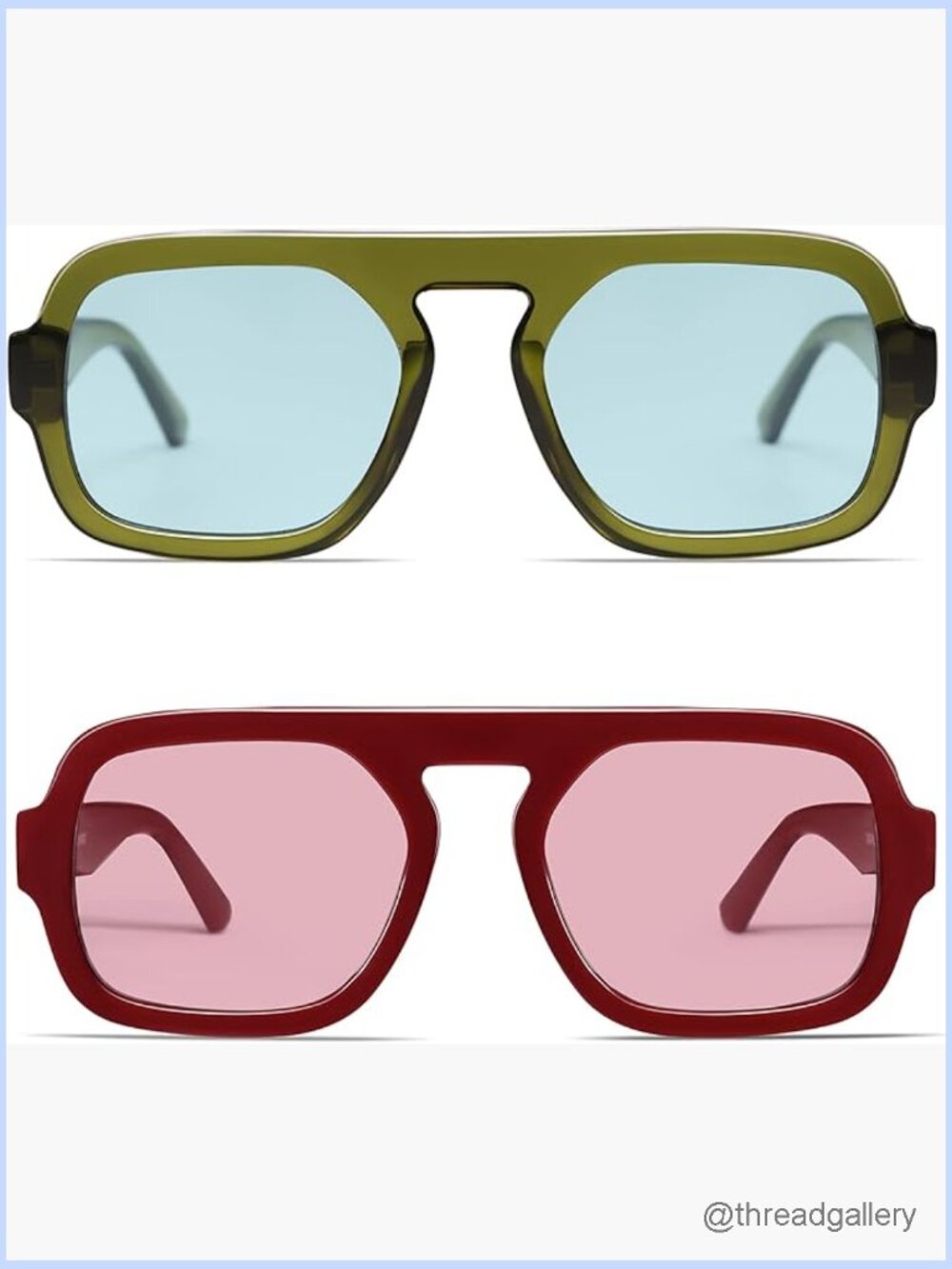 Retro Square Aviator Sunglasses for Women Men 70s Vintage Style Flat Top